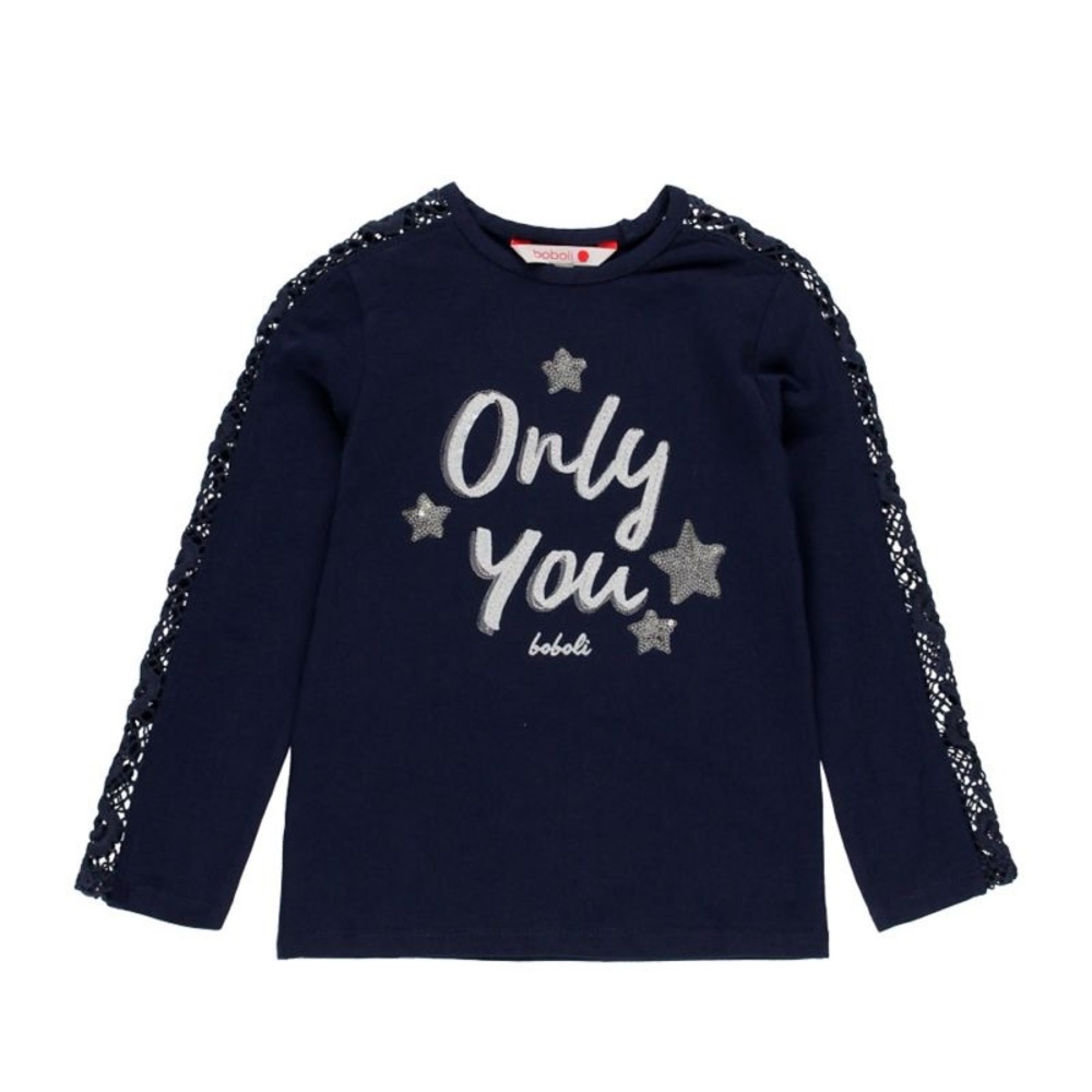 Navy Blue Kids Long Sleeve Shirt with OpenText Sleeves